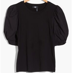 DKNY Puff Sleeve Cotton Poplin Top